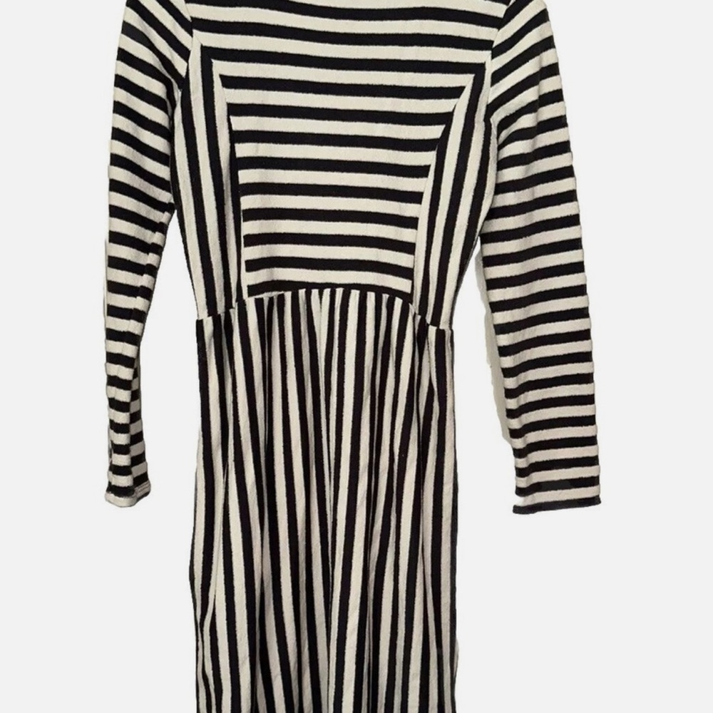 Orange Creek Black and White Striped Midi Dress
